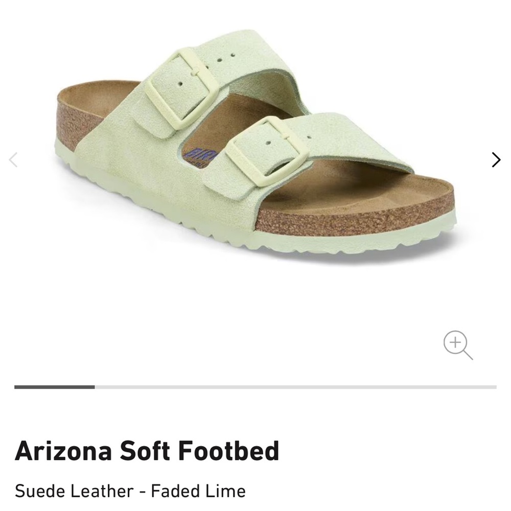 Birkenstock Arizona Soft Footbed Sandals in Light Green Suede - Picture 2 of 11